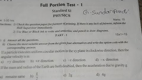 11th std Physics Half yearly exam question paper 2022