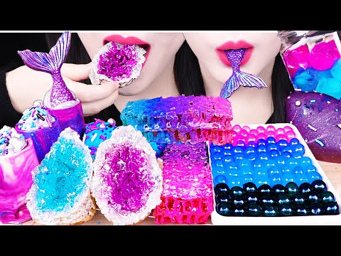 ASMR GALAXY FOODS *HONEYCOMB, CRYSTAL CANDY, EDIBLE CUP 갤럭시 원석 사탕, 먹는 컵, 벌집꿀, 지구젤리 먹방 EATING SOUNDS