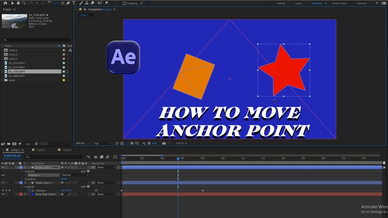 After Effects CC: How To Center & Move Anchor Point ⊕ | After Effects ...