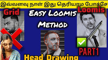 இப்போ easy-யா face வரையலாம் | loomis method in tamil | straight head part1#viral #art #trending