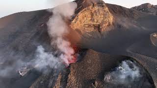 Stromboli Volcano 4K - Flyover at Sundown - Oct 19, 2023