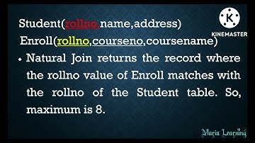 Lecture 129 - NET/ GATE questions on Natural Join in SQL in Tamil