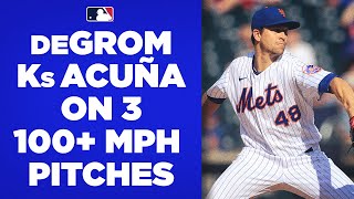 Jacob deGrom strikes out Ronald Acuña Jr. on 3 straight 100+ mph pitches to open game!