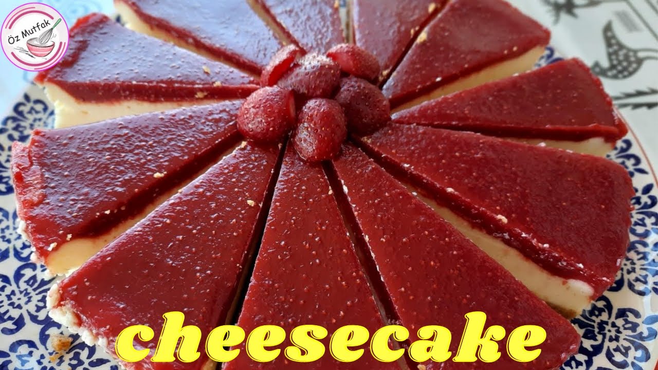 ÇİLEKLİ (Çilek Soslu) CHEESECAKE / STRAWBERRY CEHEESECAKE / ÇATLAMAYAN