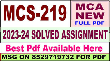 mcs 219 solved assignment 2023-24 || mcs 219 solved assignment 2024 in English || ignou mcs219 2024