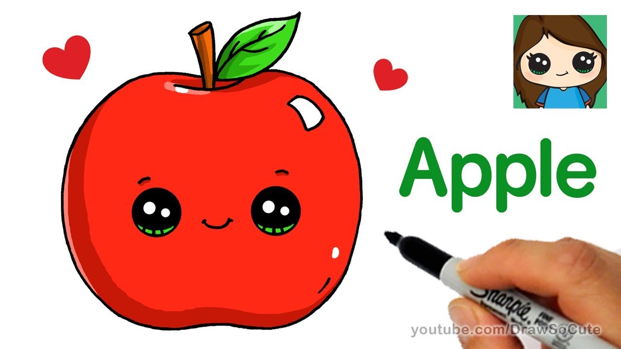 How to Draw an Apple Easy - YouTube