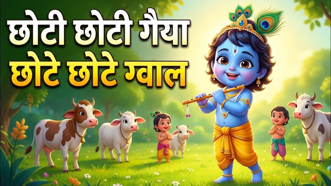 Choti Choti Gaiya Chote Chote Gwal 🐄 | Little Krishna Bhajan | 3D Cartoon Bal Leela 