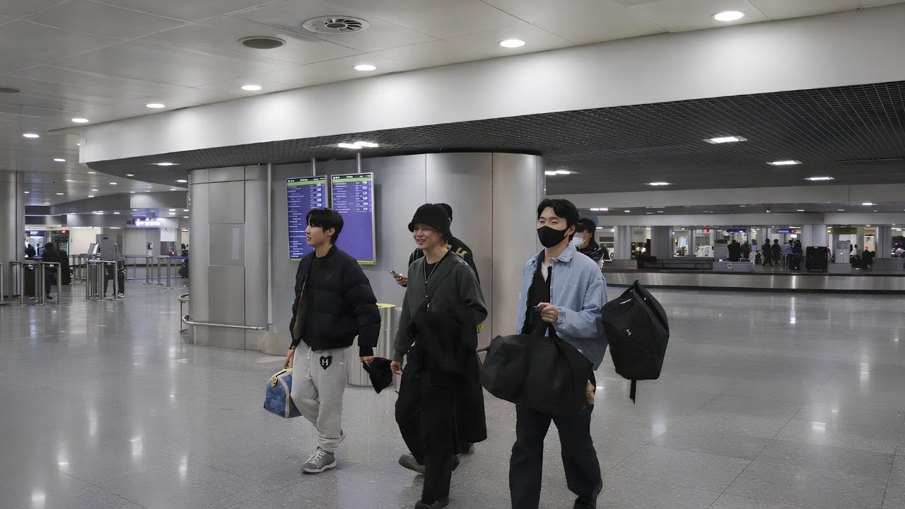 BTS прибыли в Лиссабон, Португалия, для съемок клипа BTS Arirang 2026! Чимин, Чонгук и Джей-Хоуп ...