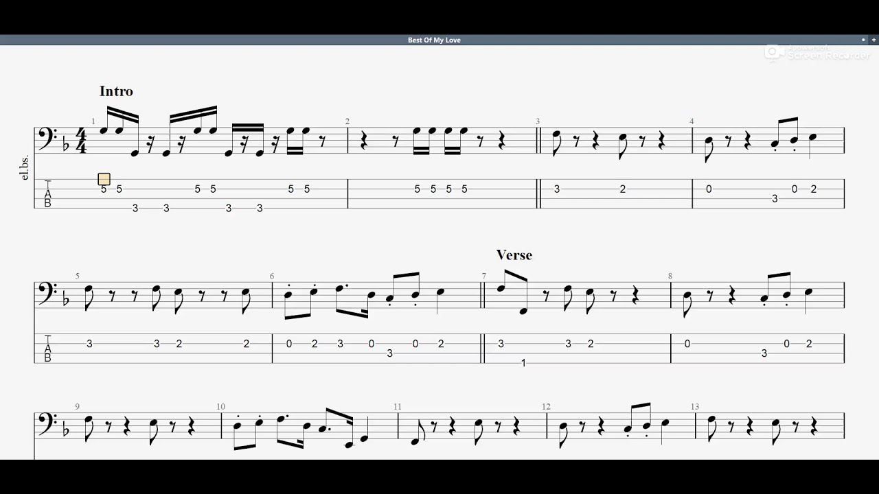 The Emotions Best Of My Love Bass Tab Youtube