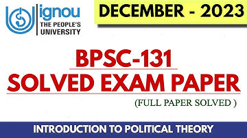 BPSC 131 Solved Question Paper December 2023 | Full Solution & Analysis