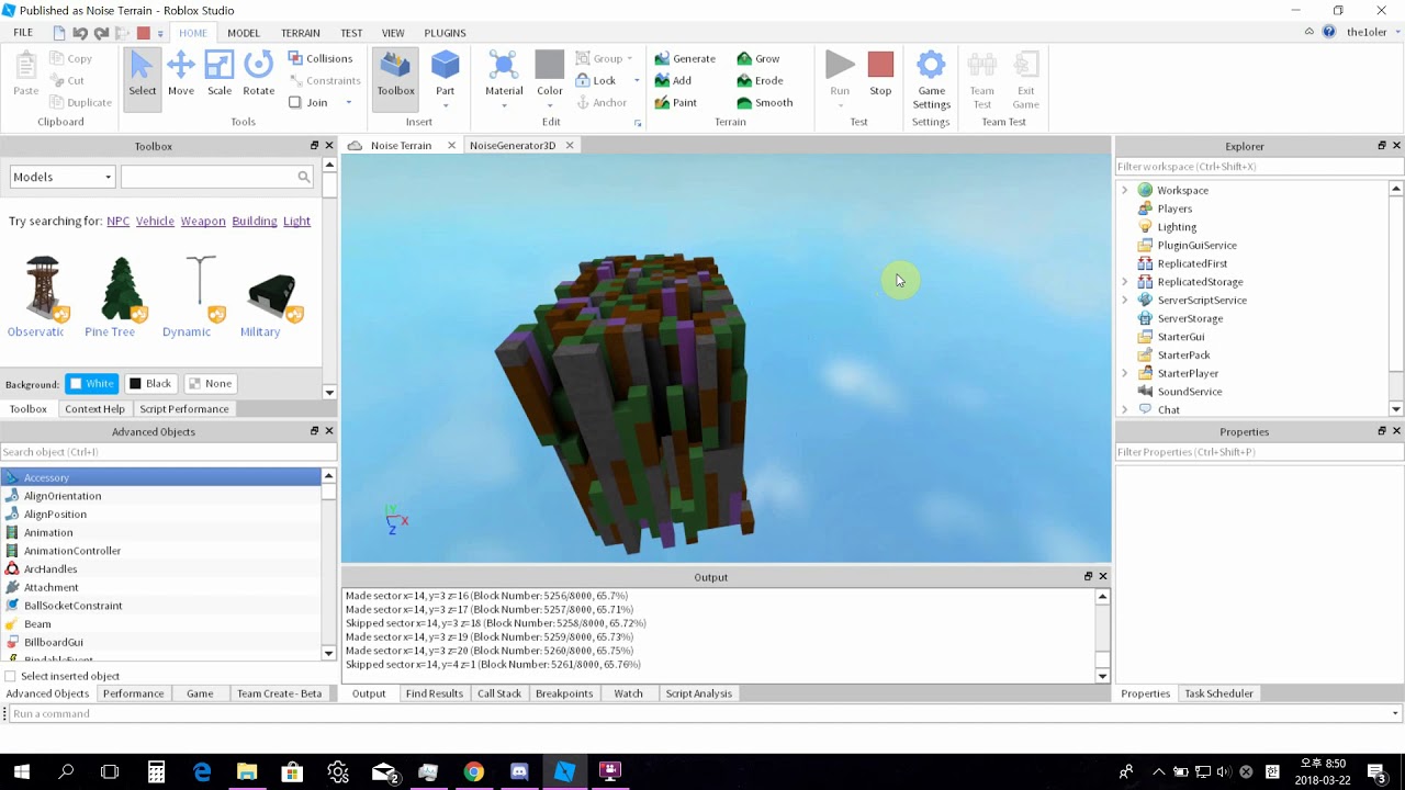 Roblox Random Terrain Generation By Nick Main - perlin noise terrain roblox