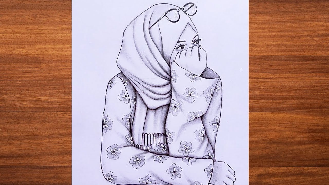 A girl with hijab - Pencil sketch - Drawing tutorial. how to draw# ...