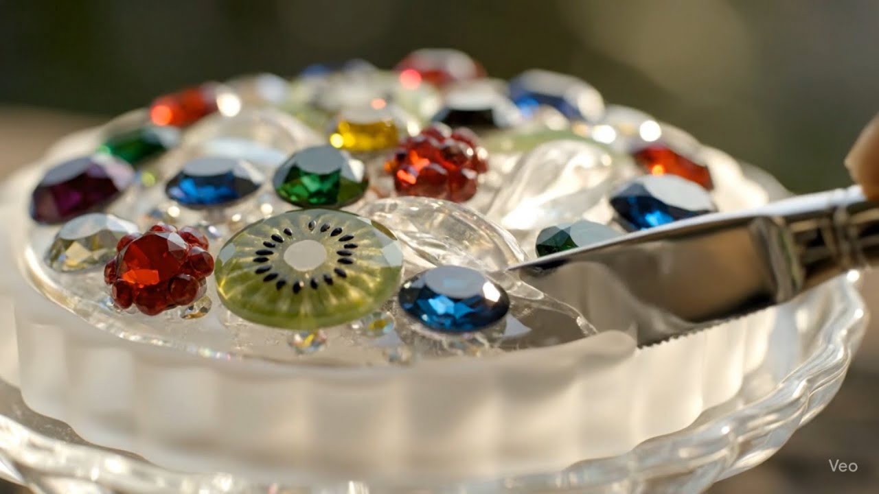 クリスタルケーキをカットする音 AI ASMR / The sound of cutting a crystal cake