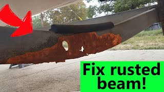 Rusted boat trailer repair... angle iron 'splint'