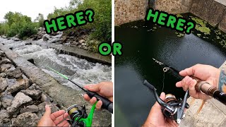 Were the fish in the deep mystery hole or the spillway? River fishing from the bank!