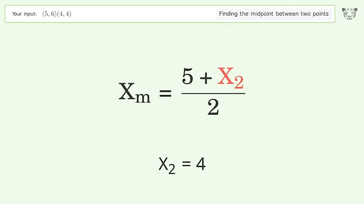 Find the midpoint between two points p1 (5,6) and p2 (4,4): Step-by-Step Video Solution