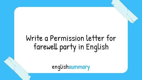 Write a Permission letter for farewell party in English