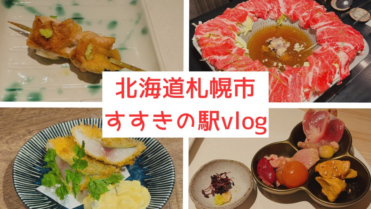 札幌グルメ すすきの駅 vlog 【北海道 居酒屋 日本酒 焼鳥 小樽地鶏 しゃぶしゃぶ 牛羊鍋 vlog】