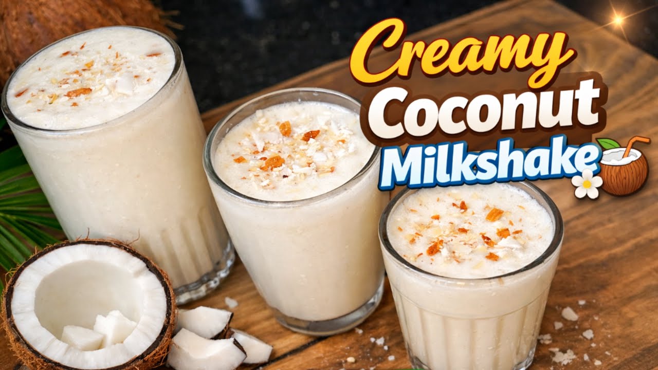 Summer Special Tasty & Healthy Coconut Milkshake 🥥 Coconut Milkshake in 5 Minutes 