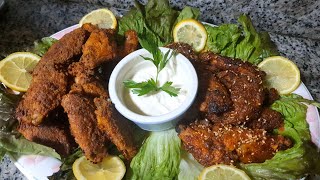 أجنحة دجاج المقرمشة  في الفرن  من ألذ  ما يكون?مع صوص البافلو  الرائعة?chicken_wings