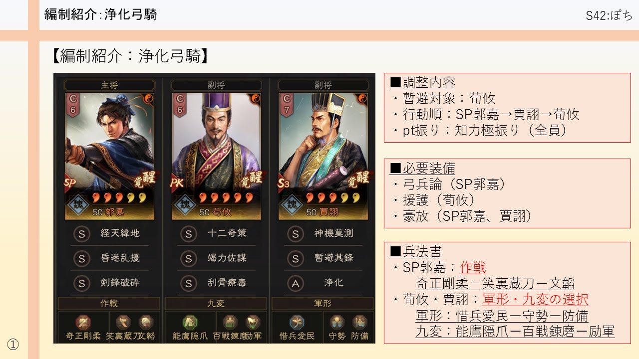 三國志真戦】部隊紹介 ～ 浄化弓騎（SP郭嘉・荀攸・賈詡）～【第3回 