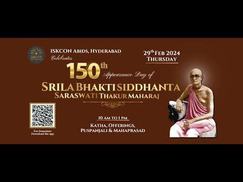 150th Appearance Day Of Srila Bhakti Siddhanta Saraswati Thakur Maharaji At Iskcon Abids