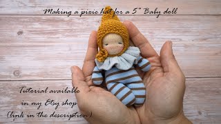 Waldorf doll knitted pixie hat tutorial - 5 baby doll
