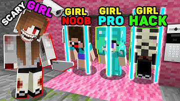Minecraft NOOB vs PRO vs HACKER : HOW TO ESCAPE FROM SCARY GIRL PRISON?  IN MINECRAFT! ANIMATION!