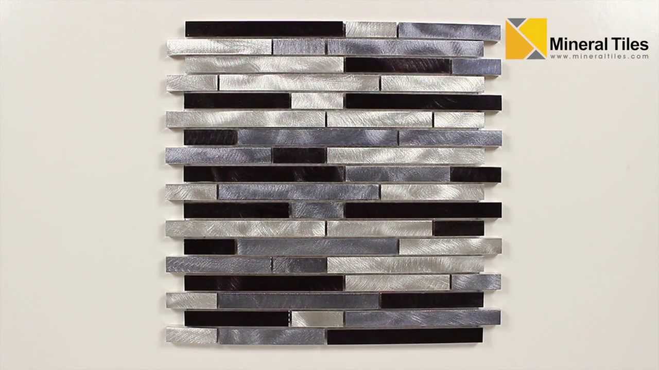 Stainless Steel Tile Brushed Grey Mix Strip Pattern - 101CHIMET80315