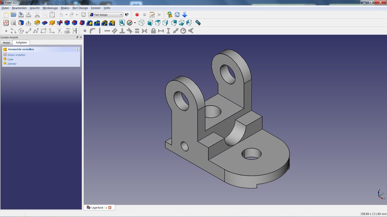 FreeCAD Tutorial 04 - Lagerbock - YouTube