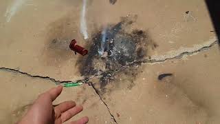 CO2 cartridge vs. road flare #2, 🤣 it put a hole in my concrete 🤣