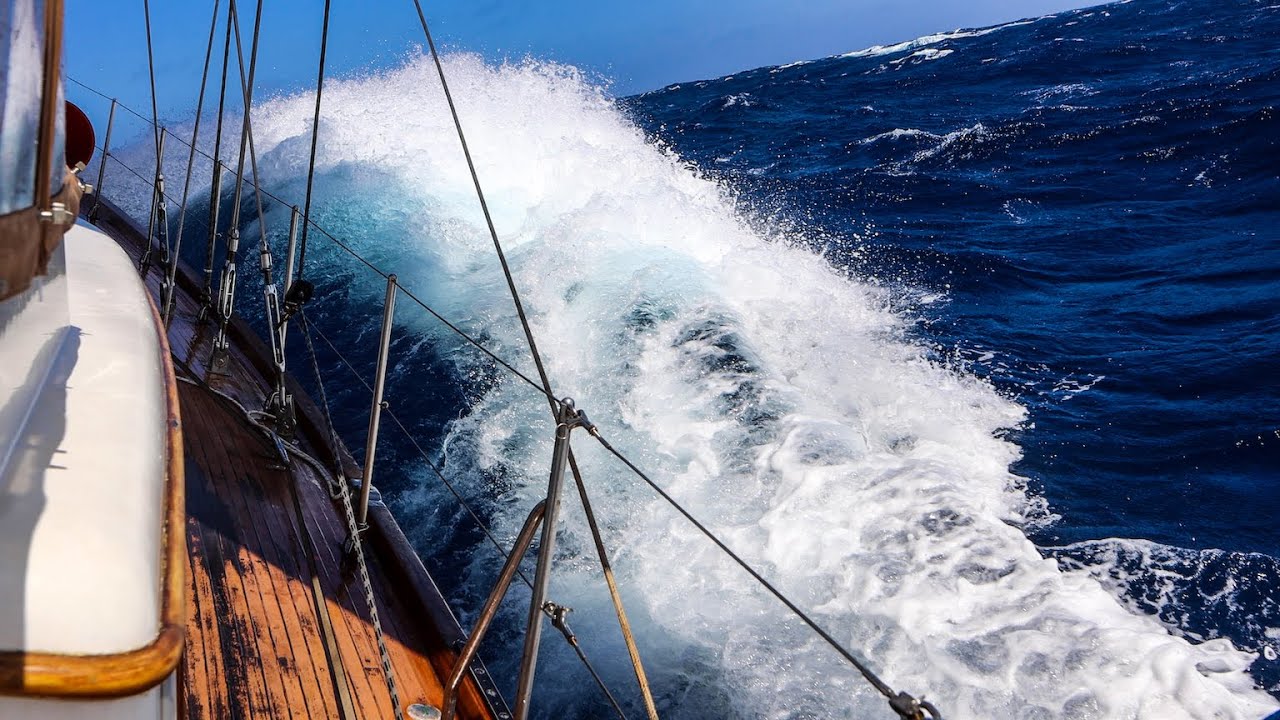 yacht in big waves