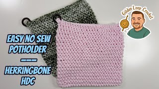 Stitch #27 | EASY Double Thick No Sew Potholder | one row repeat | Knotted HDC — Great texture!! 