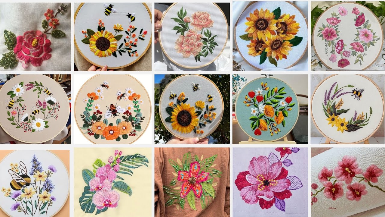 Beautiful floral hand embroidery design ideas 🪡💐 RF Handcraft 
