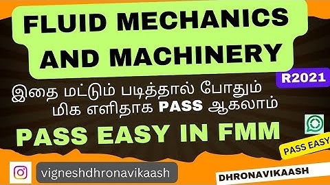 Pass easy in FMM | R2021 | Fluid Mechanics and Machinery | Anna University | DHRONAVIKAASH