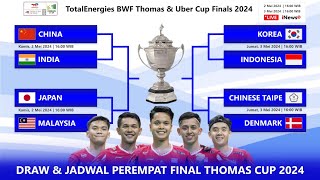 Draw & Jadwal Perempat Final Thomas Cup 2024. Indonesia Vs Korea #thomasubercup2024 by Ngapak Vlog 19,710 views 12 days ago 47 seconds