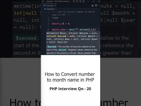 How to Convert number to month name in PHP #shorts #youtubeshorts #short #php_interview