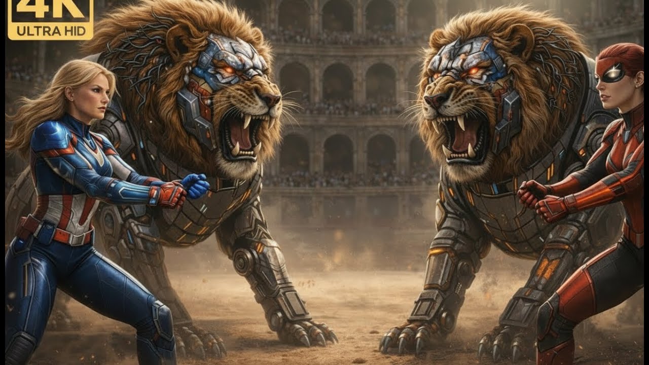"Ranking the Strongest Lions: Captain America Girl 🆚 Spider Girl in Superhero Arena Clash! 🦁⚔️"
