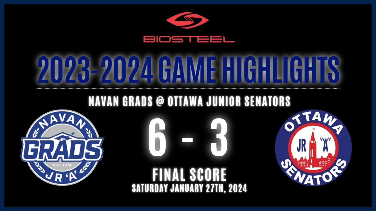 GAME HIGHLIGHTS: Navan Grads win 6-3 over the Ottawa Junior Senators (Jan. 27/24)