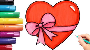 How to Draw a Heart with a Bow Ribbon Emoji Easy