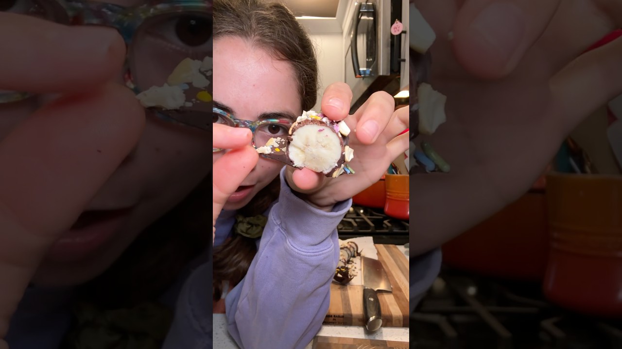 chocolate covered FROZEN banana🍫🌈🍌😤🫶 