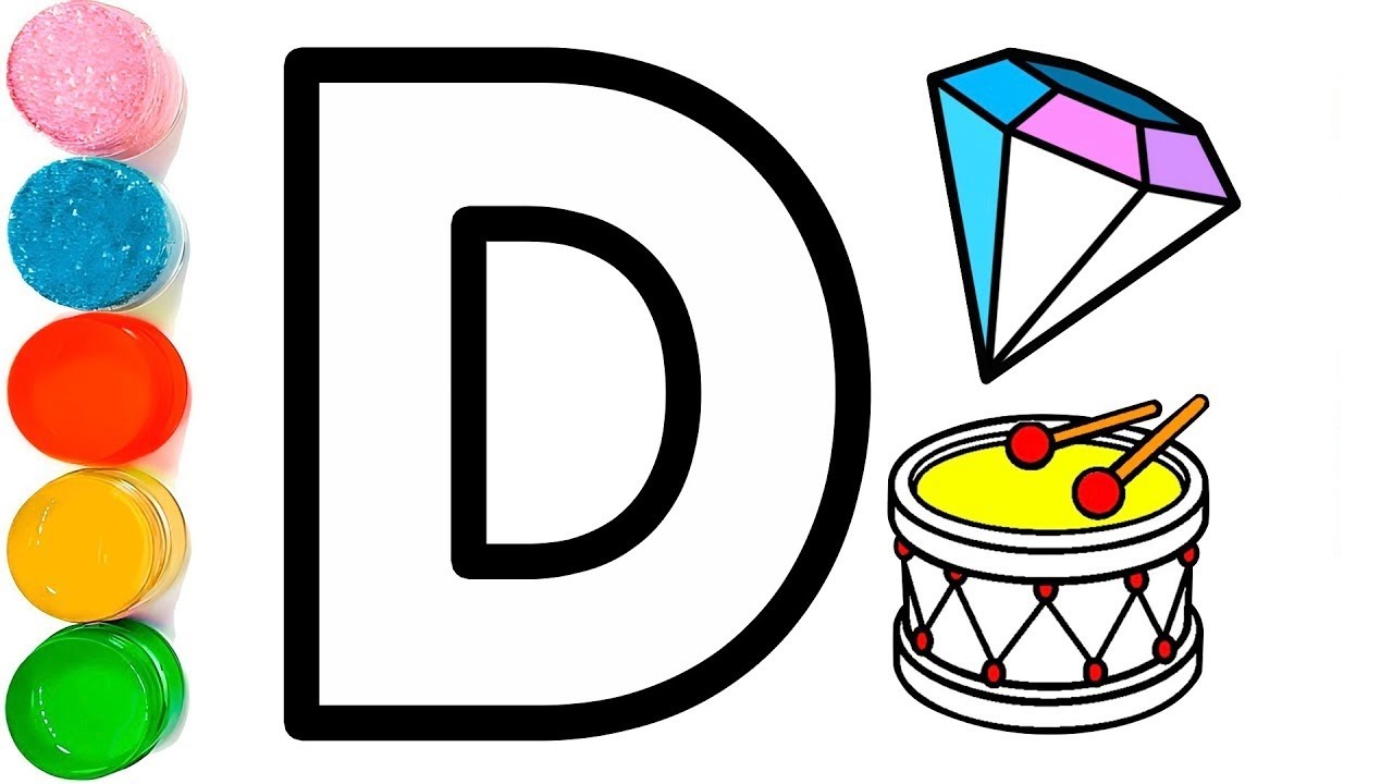 How To Draw Cute Alphabet Drawing | Alphabet Drawing with Two Examples Diamond 💎 & Drum 🥁 Drawing