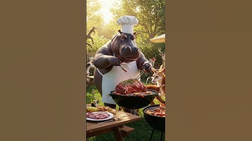 The hippos barbecue with friends #animals #ai #ia #animation #hippo #funny