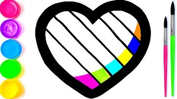 Glitter Rainbow Heart 2 coloring and drawing for Kids, Toddlers Кис Кис