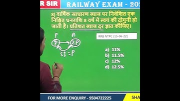 Simple Interest Short Trick in Hindi #maths #mathstrickbymangalsingh #simpleinterest #ssc #rrbntpc