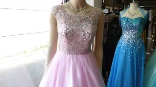 ピンク見頃ビーズ刺繍ゴージャス二次会花嫁カラードレス