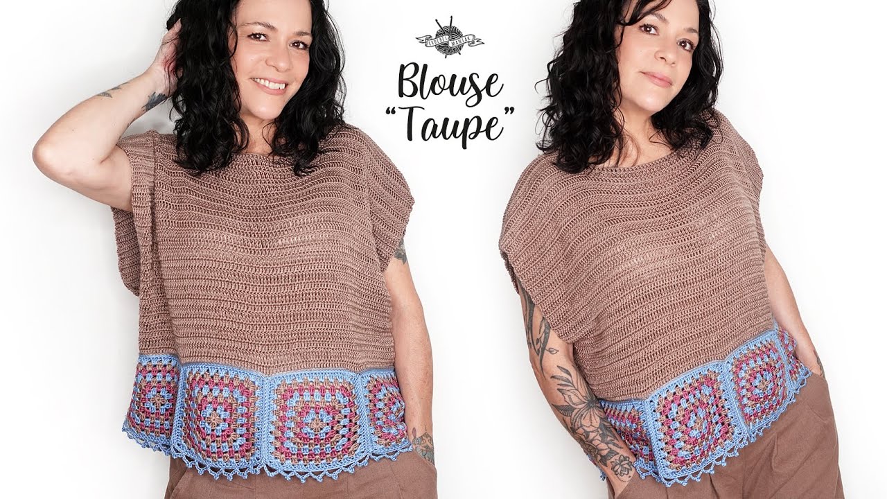 Crochet blouse "Taupe" I Tuto top granny I Petit haut granny