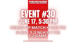 Red Room Event #30: Heads up & 9-Max 1/2 NLH (7-2 GAME)
