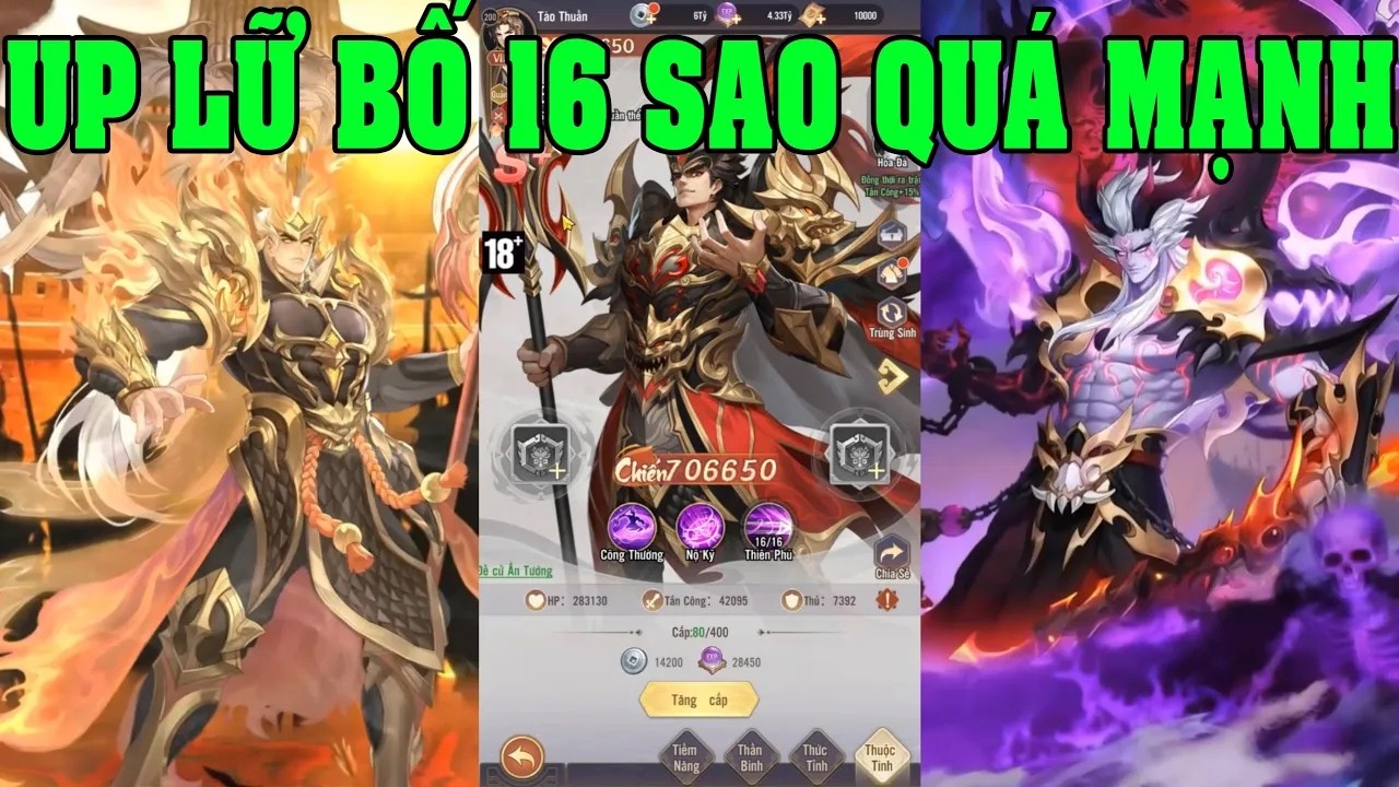 Samkok Tam Quốc Nâng Lữ Bố Lên 16 Sao Quá Khủng Tướng Mạnh Nhất Game Là Đây Build Đội Hình Chuẩn