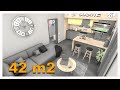 ANIMAZIONE 3D REALIZZATA CON BLOP HOME : Vivere in 42 m2  mini appartamento decorato  giallo e nero